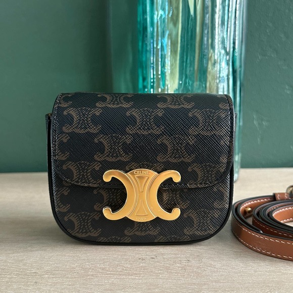 Celine Handbags - New Celine Triomphe Claude Mini Canvas Crossbody Bag